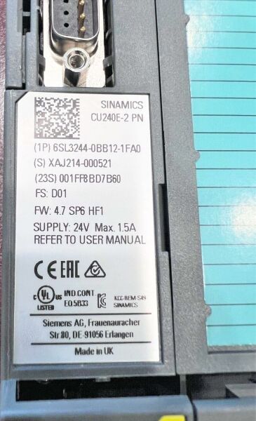 6SL3244-0BB12-1FA0 SIEMENS SINAMICS G120 CONTROL UNIT ÜRT.GARANTİSİ